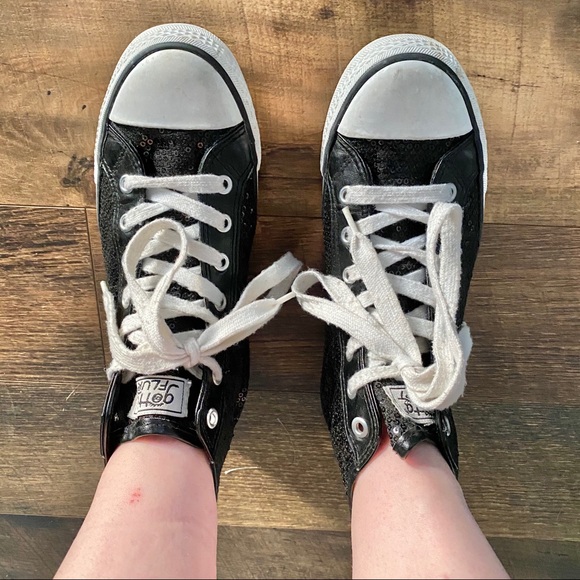 black sequin chucks